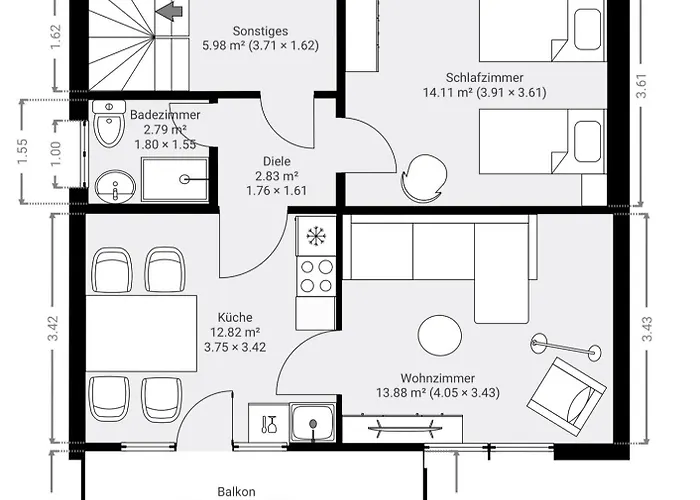 Appartement Huegelhaus - Gemuetliche Mit Balkon Emmerich